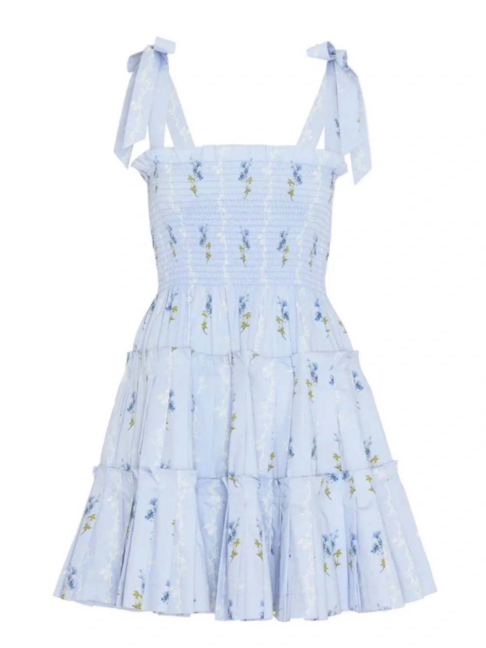 Hill House Light Blue Floral Tie-Shoulder Sundress
